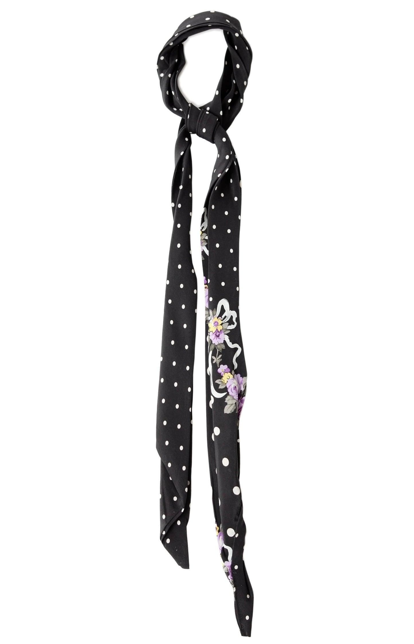Polka Silk Skinny Scarf