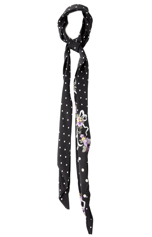 Polka Silk Skinny Scarf